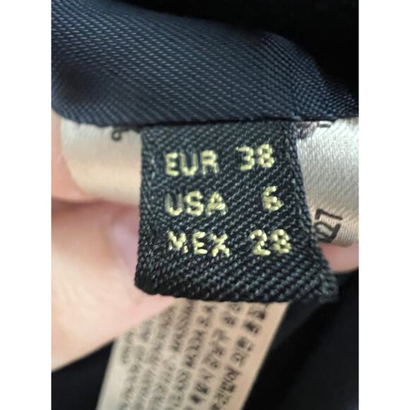 Massimo Dutti Cotton Wool Blend Blazer Gold Zipper Pocket Navy size 6 - Picture 6 of 8